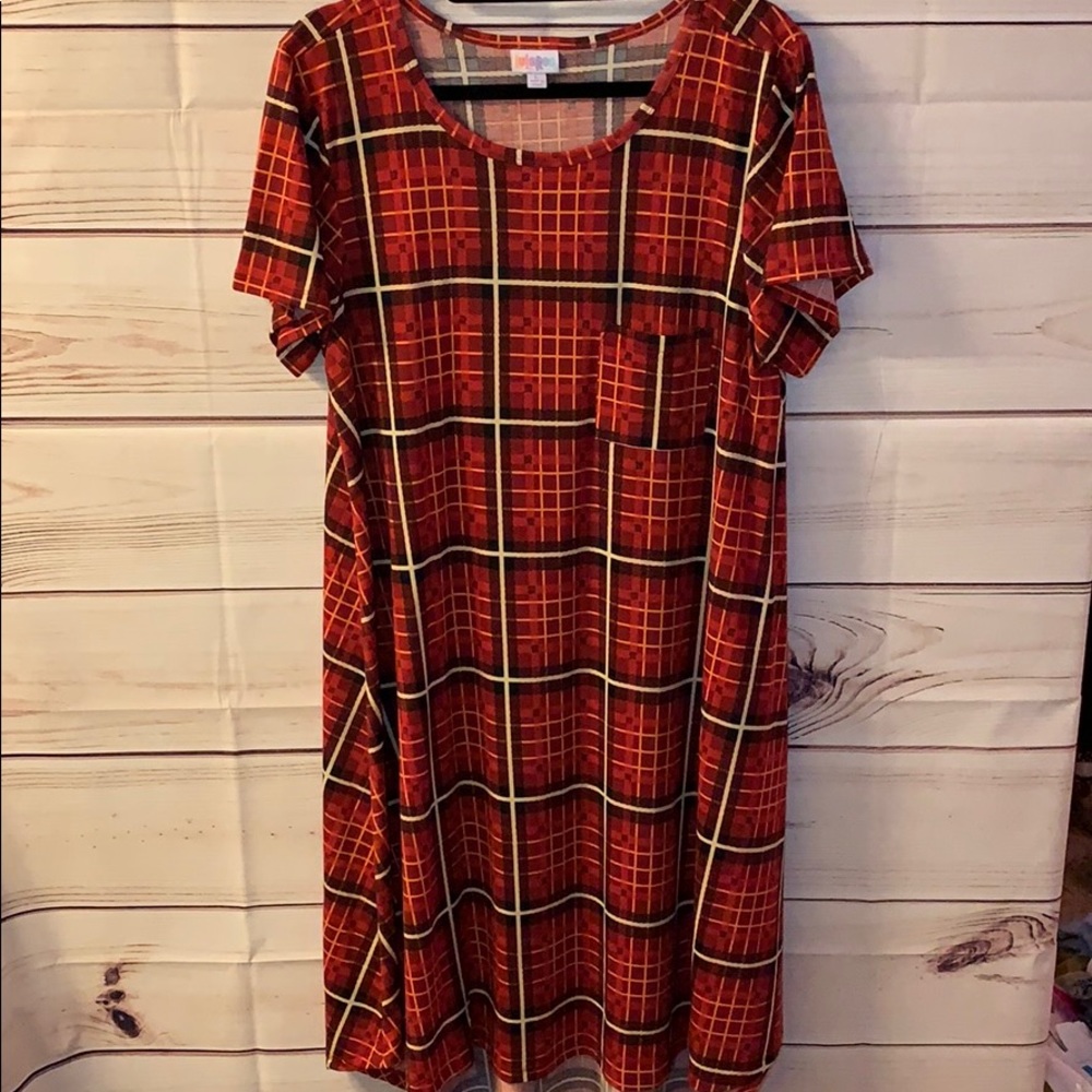 LuLaRoe Carly L Tartan Plaid dress